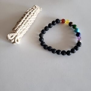 New unisex chakra lava beads stretch bracelet meditation yoga
